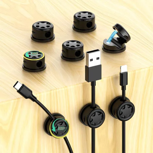 Miniatura 2 de Organizador de cables de organización de cables, clips magnéticos para cables, soporte de alambre adhesivo para debajo del escritorio, mesita