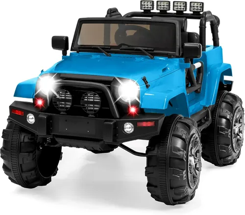 Best Choice Products Camión de paseo para niños de 12 V, auto de juguete a batería con suspensión de resorte, control remoto, 3 velocidades, luces