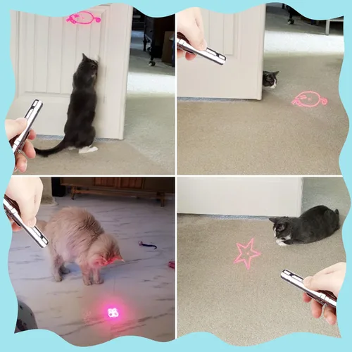 Miniatura 6 de Waputne Puntero de Juguete para Gatos de Interior, 2 Piezas, Juguetes para Gatitos Recargables por USB con 7 Patrones Ajustables, Juguetes