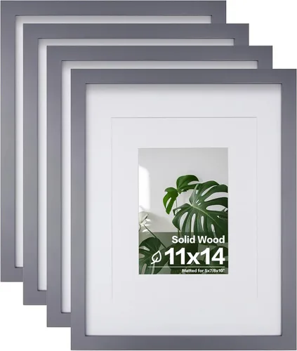 Miniatura 62 de Egofine Juego de 4 portarretratos de 4 x 6, hechos de madera maciza cubierta de plexiglás de 3 x 4.5 pulgadas y 3.5 x 5 pulgadas con paspartú o de 4