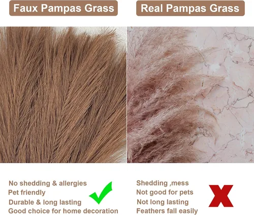 Miniatura 4 de Hierba de Pampa Falsa Pequeña, 17" Hierba de Pampa Artificial Marrón Oscuro Esponjosa 3 Piezas Hierba de Pampa Arreglo Floral y Relleno de Jarrón