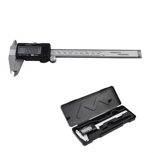 findmall Cuerpo electrónico del acero inoxidable del calibrador de Digitaces con la pantalla LCD grande 0-6 pulgadas pulgadas/milímetro