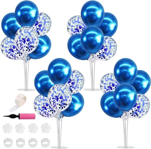Miniatura 31 de TONIFUL Juego de 6 centros de mesa de globos de color azul marino y plateado para mesa, kit de arco de globos para decoraciones de graduación 2026