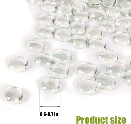 Miniatura 6 de Canicas de vidrio plano transparente (paquete de 2 libras), cuentas de vidrio planas para jarrones, piedras preciosas de vidrio, relleno de jarrón