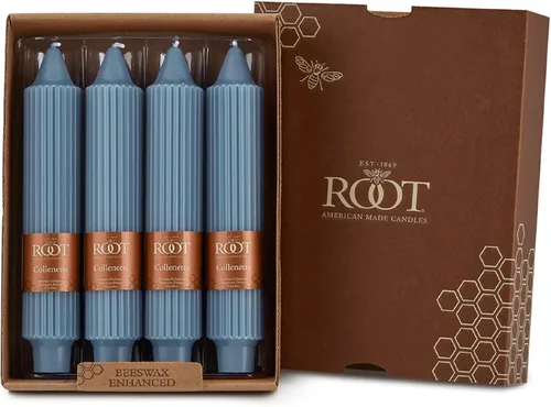 Miniatura 20 de Root Candles Juego de velas sin perfume de mezcla de cera de abeja de primera calidad, 9 pulgadas, azul Williamsburg, 12 unidades Williamsburg Azul