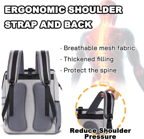 Miniatura 2 de Mochila para herramientas con respaldo acolchado para electricista, fontanero y reparador de cables y climas Gris
