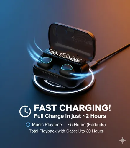 Miniatura 8 de MWRPCRDN - Auriculares inalámbricos, Bluetooth 5.3, pantalla LED de potencia, auriculares estéreo de 30 horas de reproducción, con comodidad