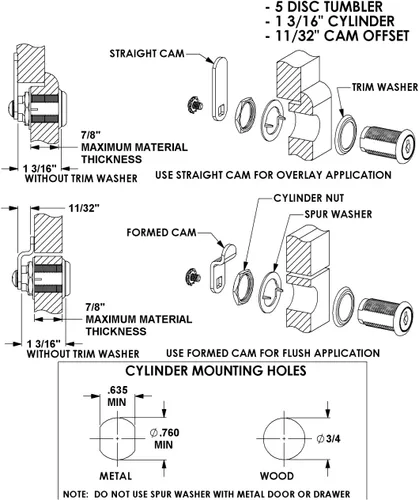 Miniatura 2 de 2 unidades compx Gabinete Nacional Cam Lock 1 – 3/4" Cilindro, # c346 a maestra)
