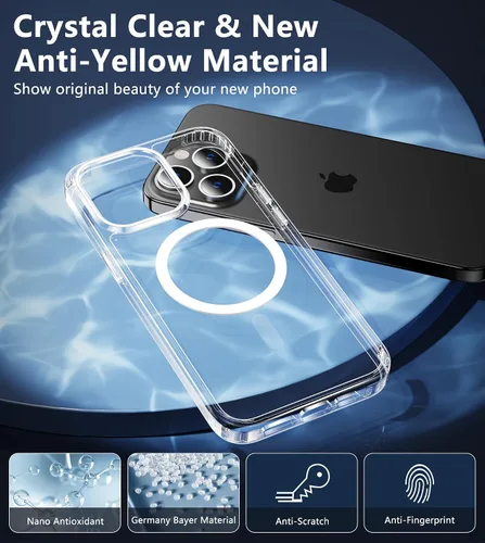 Miniatura 527 de FNTCASE Funda para iPhone 13 Pro-Max: Fundas magnéticas transparentes compatibles con Magsafe Slim anti amarillamiento protección contra caídas