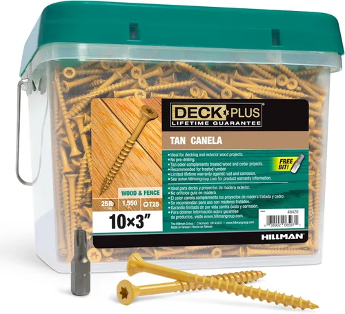 Miniatura 80 de Deck Plus Tornillos para valla y madera exterior con revestimiento epoxi de 3 pulgadas #10 x 3 Torx/Star Drive Incluido, rosca gruesa, tornillo