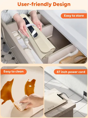Miniatura 8 de FZF - Tapete de calentamiento eléctrico, calentador de alimentos portátil de calentamiento rápido para fiestas, buffet con temporizador de 0.5 a 10