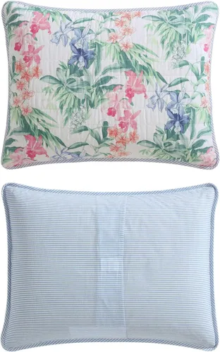 Miniatura 4 de Tommy Bahama - Juego de edredón tamaño Queen, ropa de cama reversible de algodón costero con fundas a juego, juego de ropa de cama botánica colorido