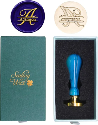 Miniatura 9 de SWANGSA Sello de cera personalizado, mango de ónix azul, sello de sellado personalizado, ideal para decorar invitaciones de boda, fiesta, embalaje