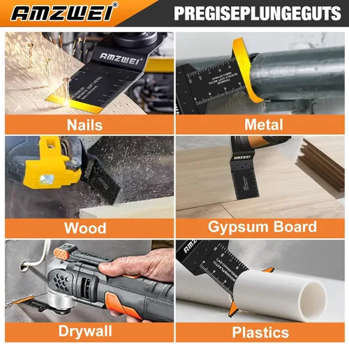 Miniatura 6 de AMZWEI 100 cuchillas oscilantes de titanio para herramientas, hojas de sierra profesionales de borde curvo, corte de metal, madera y plástico, 4