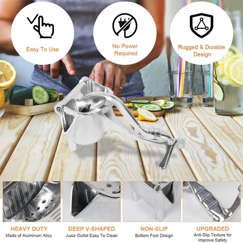 Miniatura 3 de Impetusbe/Noblecalm, exprimidor de mano, exprimidor de aleación de hidrógeno, exprimidor manual de prensa manual para limón, naranja, lima, pomelo