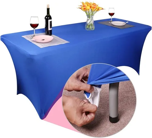 Miniatura 5 de 2 manteles de 6 pies, mantel de elastano color morado claro, mantel rectangular elástico ajustable de 6 pies, protector de mesa lavable de 6 pies