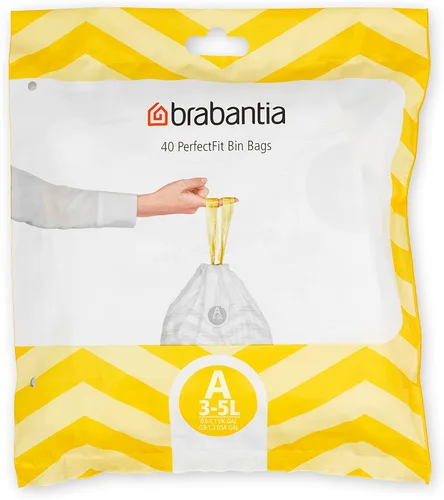 Miniatura 15 de Bolsas de basura Brabantia PerfectFit (Tamaño M/16 Gal) Bolsas gruesas de plástico para caneca de basura con asas de cordón (40 bolsas)