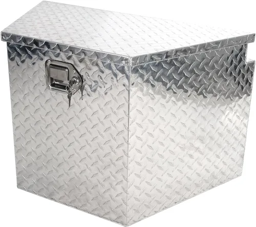 Miniatura 10 de Caja de herramientas de aluminio chapada en negro de 29 pulgadas, caja de herramientas impermeable con cerradura y llave para caravanas