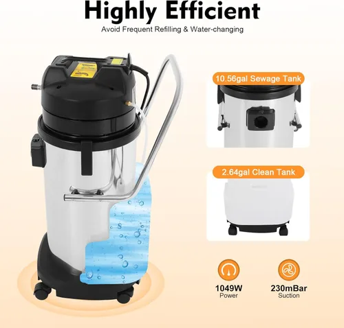 Miniatura 8 de Extractor de alfombras 40L/11Gal, 1049W 3 en 1 máquina de limpieza de alfombras Máquina de limpieza de pisos Colector de polvo 110V