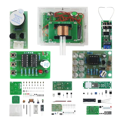 Kit de práctica de soldadura 5 en 1 cañón electromagnético de juguete para 3 personas, dispositivo de votación para 3 personas, luz LED, encendedor
