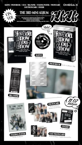 Miniatura 2 de Omega X IYKYK 3er mini álbum CD+Photobook+Bill Paper+Photocard+Poster plegable en paquete+pegatina+tarjeta fotográfica de unidad+seguimiento sellado