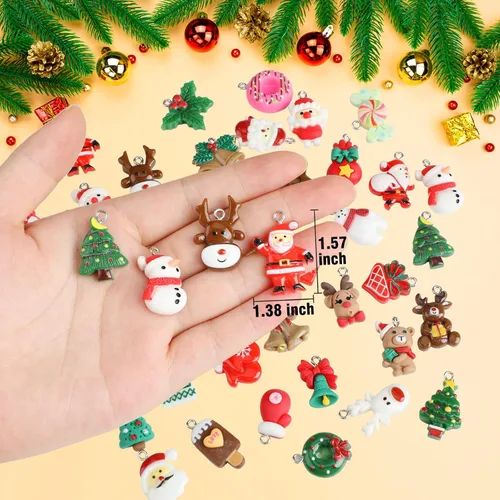 Miniatura 3 de 42 piezas de mini adornos de Navidad, árbol de Navidad de resina en miniatura para decoración de mini árbol de Navidad, juego de adornos decorativos