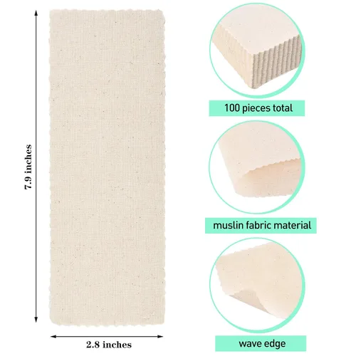 Miniatura 2 de Maitys 100 tiras de muselina corporal y facial para depilación de muselina natural, tiras de depilación de 2.8 x 7.9 pulgadas, grandes a granel