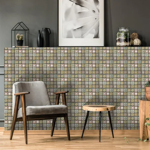 Miniatura 8 de Alwayspon 25 unidades de transferencias de azulejos de mosaico de despegar y pegar para pared para decoración del hogar, 4 x 4 pulgadas, calcomanías