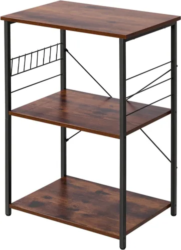Miniatura 9 de VEVOR Carrito de cocina utilitario de 3 niveles y 23.7 pulgadas, soporte para microondas, estante de almacenamiento resistente, carrito de servicio