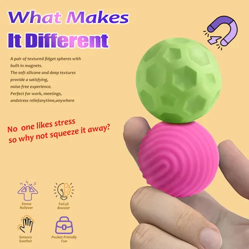 Miniatura 6 de Bolas magnéticas de silicona para adultos y adolescentes, 8 piezas de juguetes sensoriales para aliviar el estrés para autismo, TDAH, ansiedad