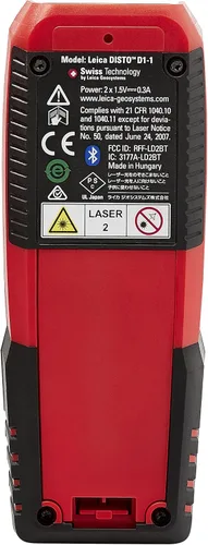 Miniatura 3 de Leica DISTO D1 Medidor de distancia láser de 120 pies con Bluetooth 4.0, negro/rojo