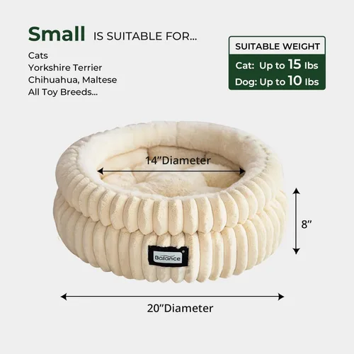 Miniatura 5 de BALANCE Cama para Gatos Cama para Gatitos, cama redonda lavable para gatos de interior, cama de felpa súper suave de piel sintética para cachorros