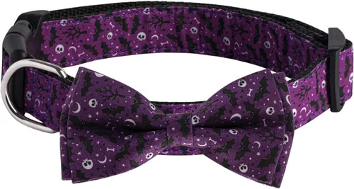 Miniatura 6 de TDTOK Collar de perro de Halloween con corbatín ajustable para Halloween, collar espeluznante para perro con hebilla de plástico ecológica