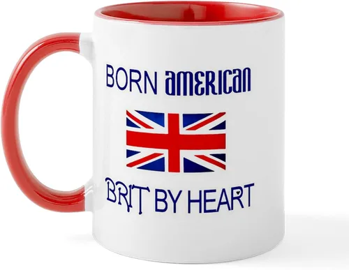 Miniatura 97 de CafePress Born American, British By Hea Taza de café de cerámica de 11 oz (11.0 fl oz)