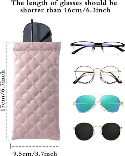Miniatura 4 de COMF-PRO Squeeze Top Sunglass Pouch - Portable Sunglass Organizer Pouch Bags Soft PU Leather Glasses 2 Pack