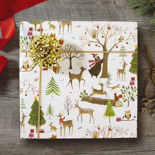 Miniatura 5 de Rollos de papel de regalo navideño Current, envoltura de regalo navideña premium de bosque navideño, rollo jumbo de 23 pulgadas x 32 pies, 61 pies