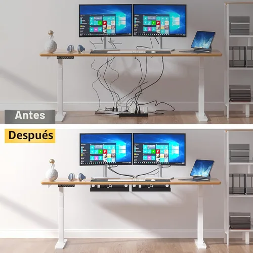 Miniatura 6 de Yecaye - Paquete de 2 organizadores de cables para debajo del escritorio, bandeja de gestión de cables de 80 cm para debajo del escritorio