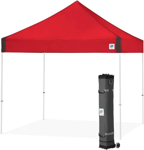 E-Z UP Vantage - Toldo de refugio instantáneo, 10 x 10 pies, marco de acero con recubrimiento de polvo blanco con bolsa de rodillo ancha y juego de