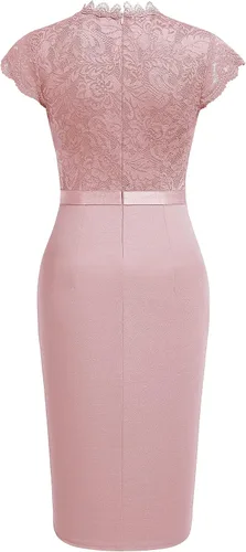Miniatura 7 de Miusol vestido de cóctel corto para mujer, estilo retro y floral, con encaje y volantes