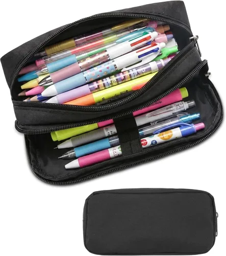 Miniatura 7 de Della Gao Pencil Case, Large Pencil Pouch Nylon Pencil Box for Office Stationery Organizer, Multifunctional Pencil Bag for Men Women Gris WJ001-3
