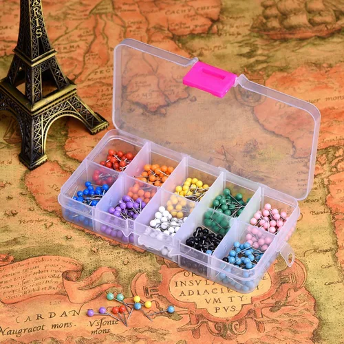 Miniatura 6 de Outus alfileres de acero con cabeza de plástico, 1/8 pulgadas, 500 unidades. Multicolor