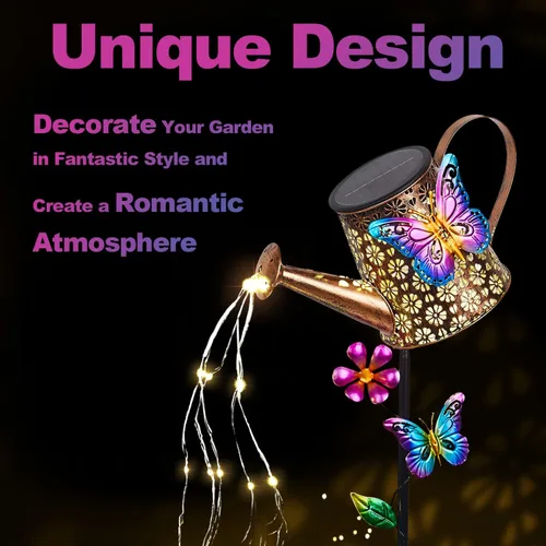Miniatura 8 de Regadera solar con luces para jardín al aire libre, luces decorativas impermeables con estaca para jardín para patio, césped, patio, camino, porche