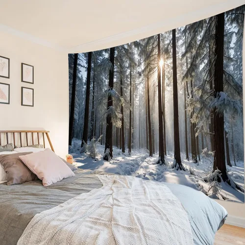 Miniatura 28 de HVEST Tapiz de cielo estrellado, nieve, montaña, para colgar en la pared, bosque de pinos, tapices para dormitorio, sala de estar, decoración