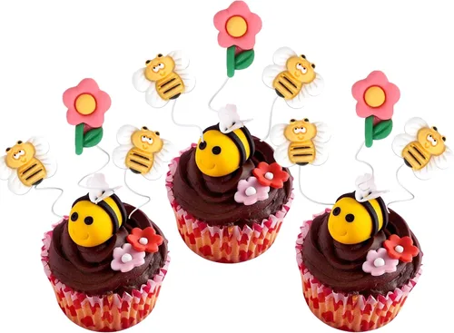Miniatura 12 de Rsstarxi Paquete de 36 adornos para cupcakes Bee Oh Babee con purpurina Bumble Bee Oh Baby para cupcakes, decoración de pasteles de baby shower