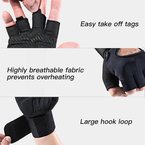 Miniatura 5 de Guantes de levantamiento de pesas de grano de hierro, para hombres y mujeres, guantes de entrenamiento con soporte de muñeca para ejercicio