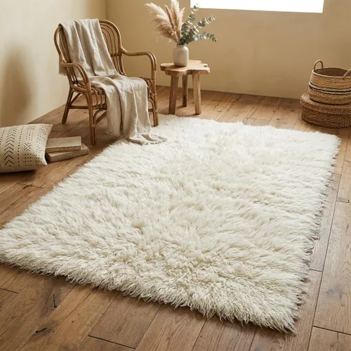 Miniatura 7 de Elegantes alfombras griegas flokati. Pelo suave y esponjoso de 3 pulgadas. 100% lana natural. Alfombra moderna de color blanco roto lanudo