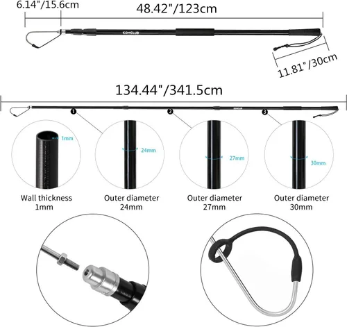 Miniatura 2 de KOMCLUB Telescopic Fishing Gaff with Super Sharp Spear Hook Lightweight Hand Fish Gaff with Soft