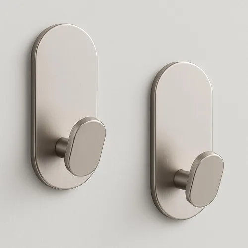 Ganchos adhesivos para toallas para baños, paquete de 2, acero inoxidable níquel cepillado y aleación de zinc, ganchos de pared pegajosos para