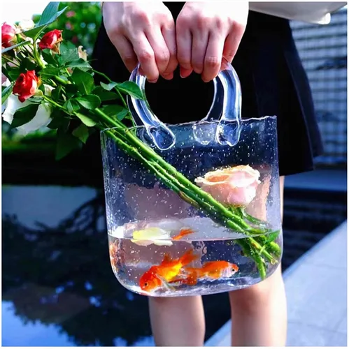 Miniatura 12 de Purse Vase for Flowers, Multifunctional Flower Vase Shopping Bag Vase Glass Pocketbook Vase, for Floral Arrangement Centerpiece Home