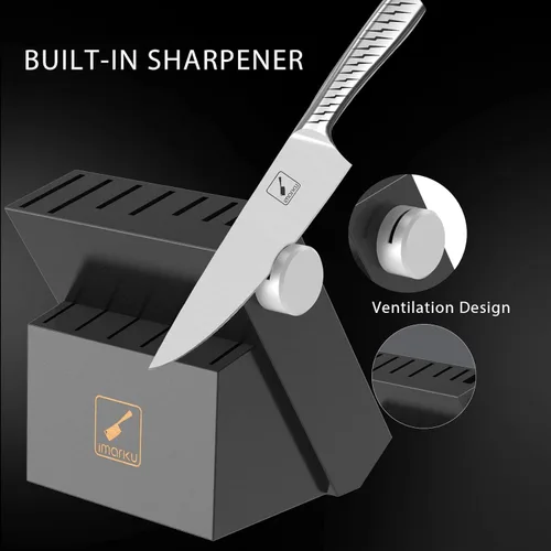 Miniatura 6 de imarku Nakiri - Juego de cuchillos para cocina con bloque y afilador, cuchillo para verduras y carne, afilado